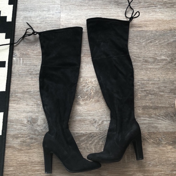 Black over-the-knee suede boots - Picture 1 of 6